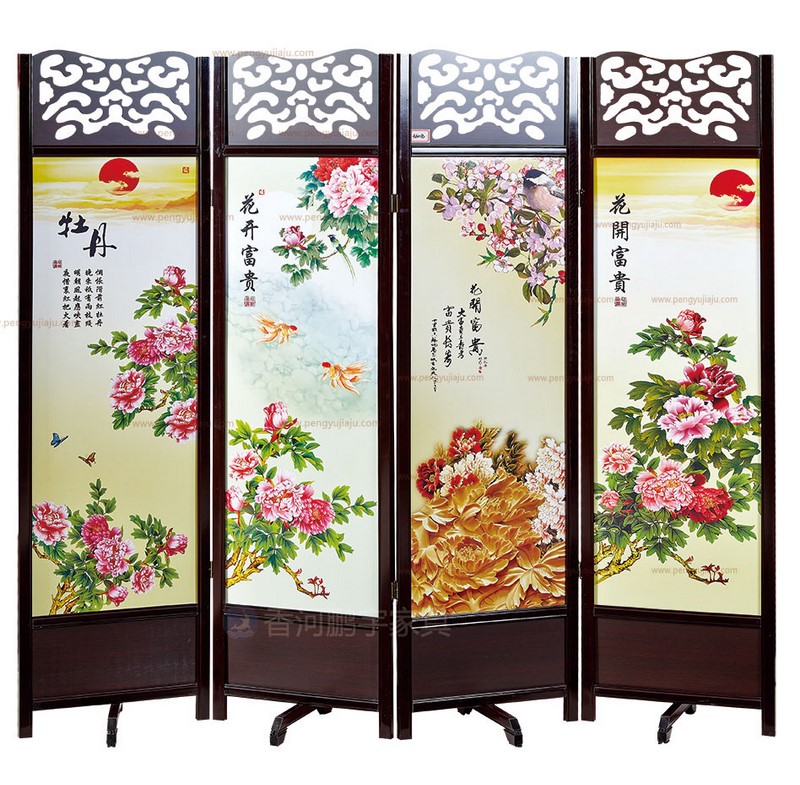 香河酒店家具N-003 中式屏风隔断 牡丹