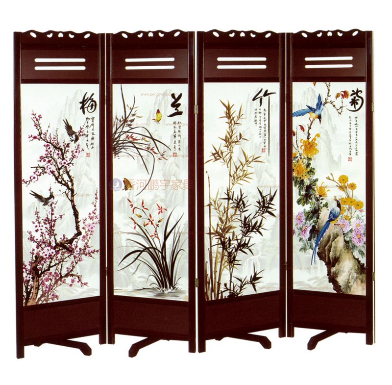 香河酒店家具N-012 中式屏风隔断 梅兰竹菊